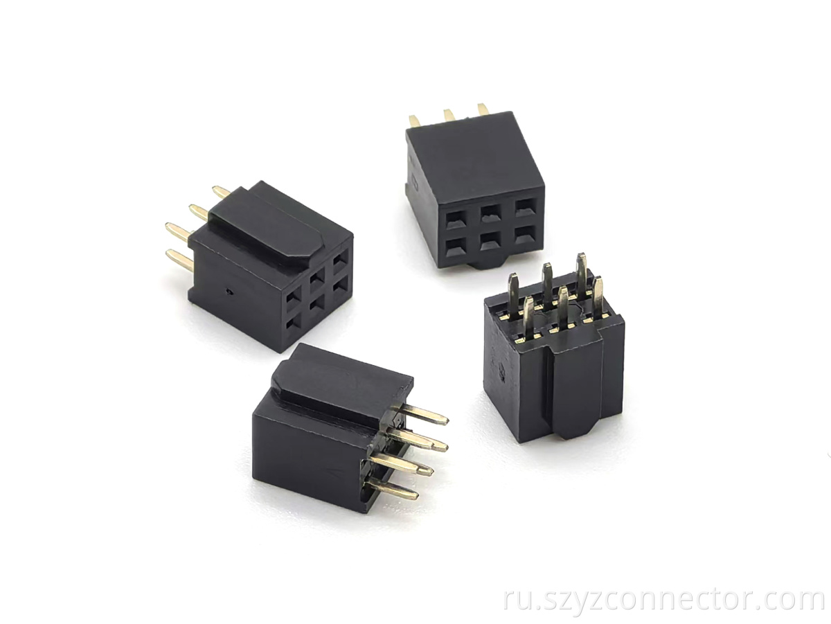 Гнездовой разъем с шагом 2,54 мм, двухрядный, Y-образный, полностью выпуклые незасоряющиеся отверстия, высота 8,5 мм, 2*3P 2.54mm Pitch Female Header Connector Dual Row Y-type Fully Convex Non-clogging Holes H8.5mm 2*3P